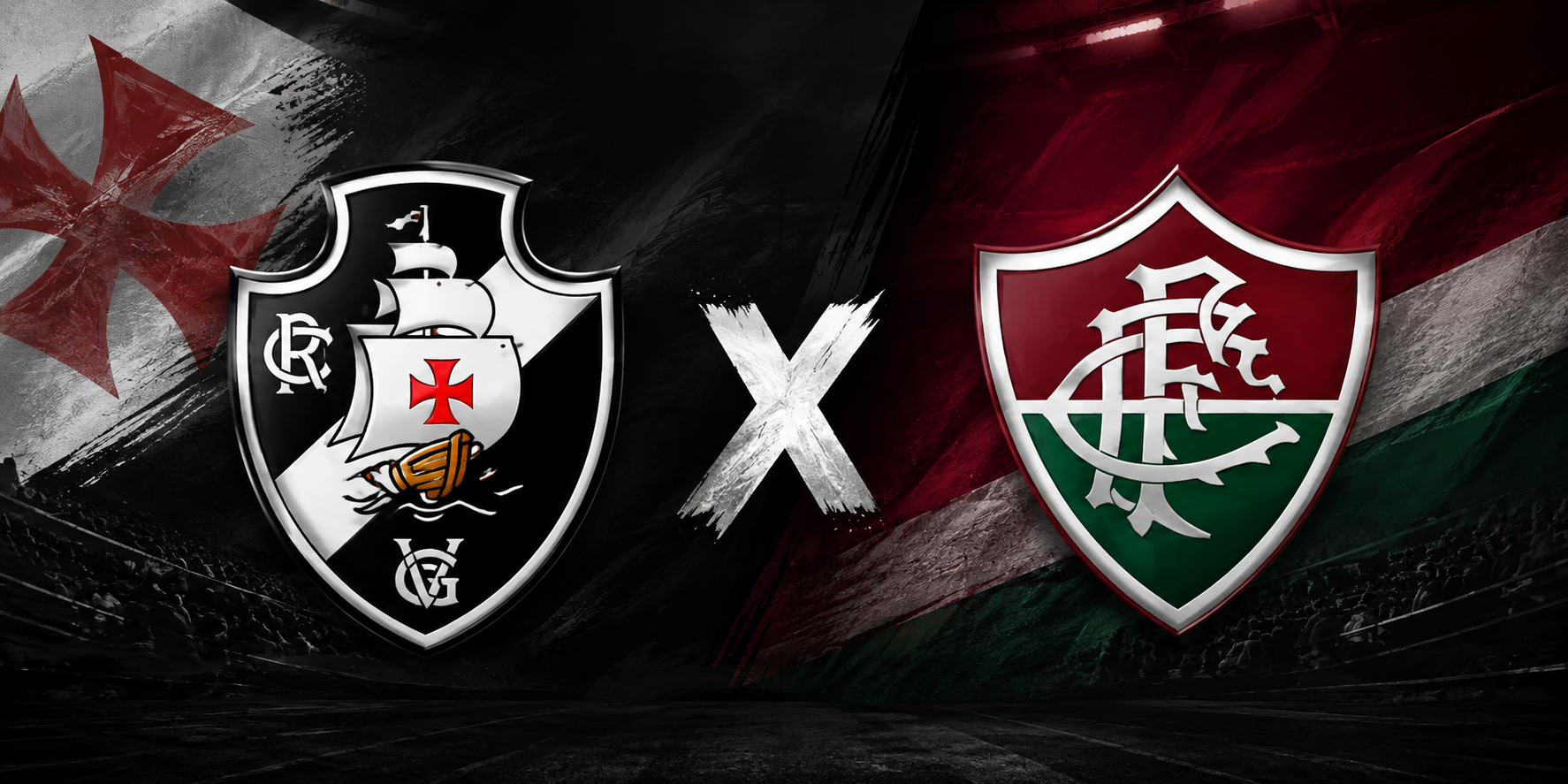 Dirigente do Vasco da Gama concede entrevista coletiva em frente aos painéis de patrocinadores